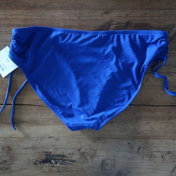 LIZ CLAIBORNE ROYAL BLUE ROUCHED BIKINI SWIM BOTTOMS SIZE 14 NWT - Picture 5 of 5